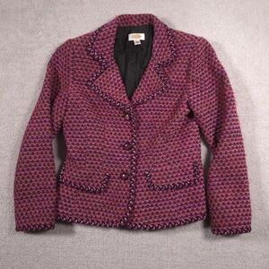 Talbots Pink & Black Tweed Knit Blazer